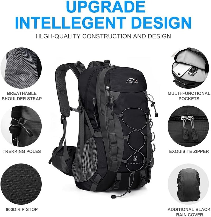 INOXTO lightweight Hiking Backpack 35L/40L Hiking Daypack with Waterproof Rain Cover for Travel Camping Outdoor Men and Women - Image 4